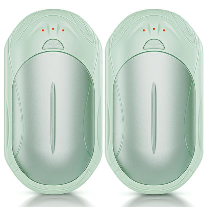 Picture of AI Hand Warmers Rechargeable 2 Pack, 6000mAh Electric Hand Warmers, AI Smart Chips 20Hrs Long Safe Heat, Portable Pocket Heater, Gifts for Christmas, Outdoor, Golf, Hunting, Camping Accessories -Green