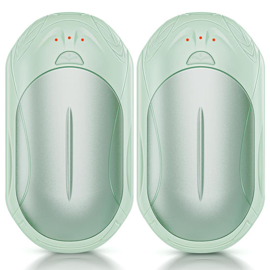 Picture of AI Hand Warmers Rechargeable 2 Pack, 6000mAh Electric Hand Warmers, AI Smart Chips 20Hrs Long Safe Heat, Portable Pocket Heater, Gifts for Christmas, Outdoor, Golf, Hunting, Camping Accessories -Green
