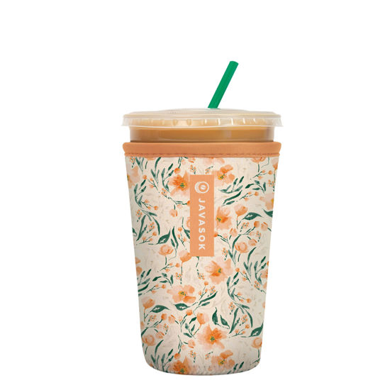 Picture of Sok It Java Sok Iced Coffee & Cold Soda Insulated Neoprene Cup Sleeve (Blush Blossoms, Medium: 22-28oz)