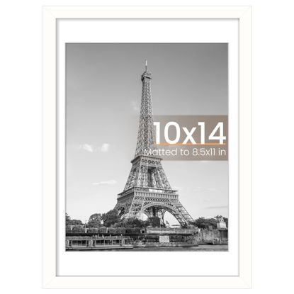 Picture of upsimples 10x14 Picture Frame, Display Pictures 8.5x11 with Mat or 10x14 Without Mat, Wall Hanging Painting Frames, White, 1 Pack