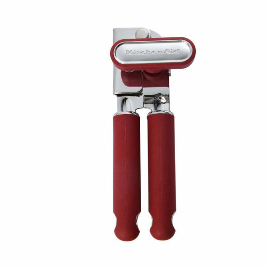 Picture of KitchenAid Classic Multifunction Can Opener and Bottle Opener Easy to Use, Razor Sharp Stainless Steel Cutting Wheel, Soft Ergonomic Handles, Soft Red