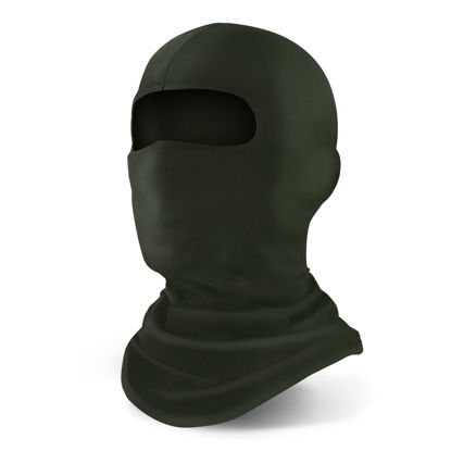 Picture of YESLIFE Army Green Ski Mask, Face Mask for Men and Women, Skiing, Snowboarding, Motorcycle, UV Protection & Wind Protection, Hat