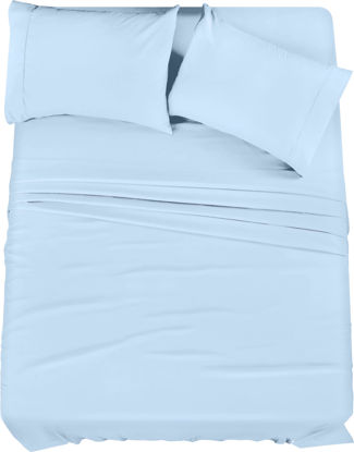 Picture of Utopia Bedding King Bed Sheets Set - 4 Piece Bedding - Brushed Microfiber - Shrinkage and Fade Resistant - Easy Care (King, Ice Blue)