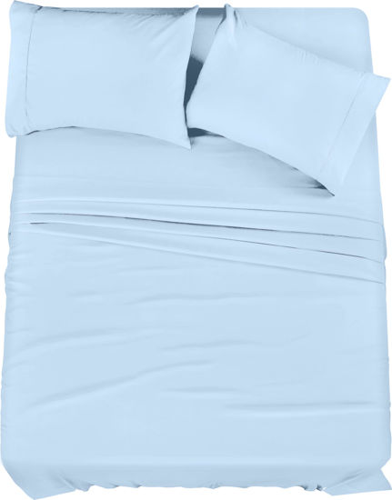 Picture of Utopia Bedding King Bed Sheets Set - 4 Piece Bedding - Brushed Microfiber - Shrinkage and Fade Resistant - Easy Care (King, Ice Blue)