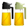 Picture of YARRAMATE Olive Oil Dispenser, 2 in 1 Oil Sprayer for Cooking, 16oz/470ml Glass Oil Spray Bottle with Pourer, Food-grade Oil Dispenser and Oil Sprayer for Kitchen, Salad, Frying, BBQ (Black & Green)