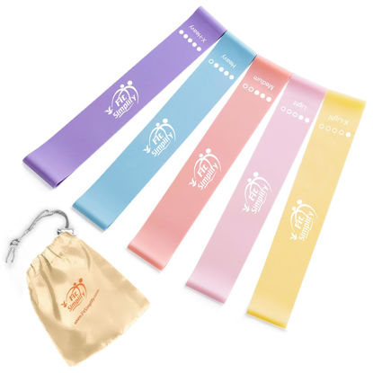 Picture of Fit Simplify Resistance Loop Exercise Bands with Instruction Guide and Carry Bag, Set of 5