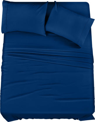 Picture of Utopia Bedding Full Bed Sheets Set - 4 Piece Bedding - Brushed Microfiber - Shrinkage and Fade Resistant - Easy Care (Full, Dusk Blue)