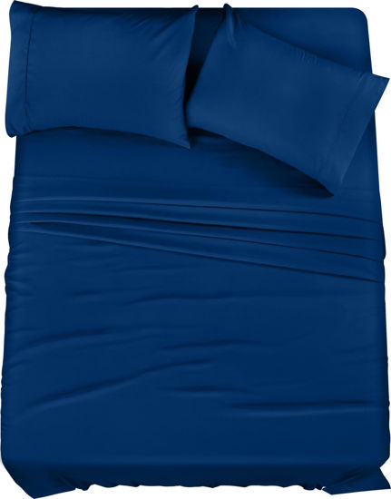 Picture of Utopia Bedding Full Bed Sheets Set - 4 Piece Bedding - Brushed Microfiber - Shrinkage and Fade Resistant - Easy Care (Full, Dusk Blue)