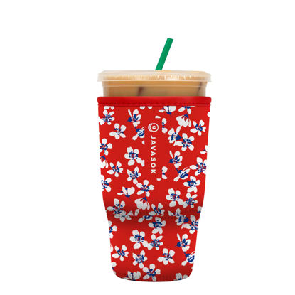 Picture of Sok It Java Sok Iced Coffee & Cold Soda Insulated Neoprene Cup Sleeve (Red White and Bloom, Large: 30-32oz)
