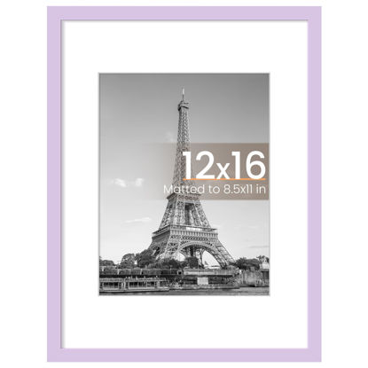 Picture of upsimples 12x16 Picture Frame, Display Pictures 8.5x11 with Mat or 12x16 Without Mat, Wall Hanging Photo Frame, Purple, 1 Pack
