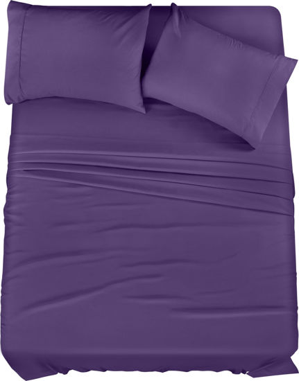 Picture of Utopia Bedding King Bed Sheets Set - 4 Piece Bedding - Brushed Microfiber - Shrinkage and Fade Resistant - Easy Care (King, Egg Plant)