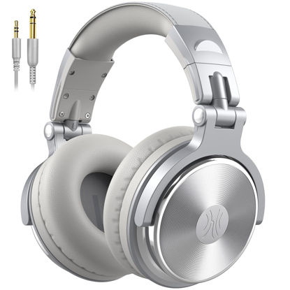 Picture of OneOdio Wired Over Ear Headphones Hi-Res Studio Monitor & Mixing DJ Stereo Headsets with 50mm Drivers and 1/4 to 3.5mm Jack for AMP Computer Recording Podcast Keyboard Guitar Laptop - Silver