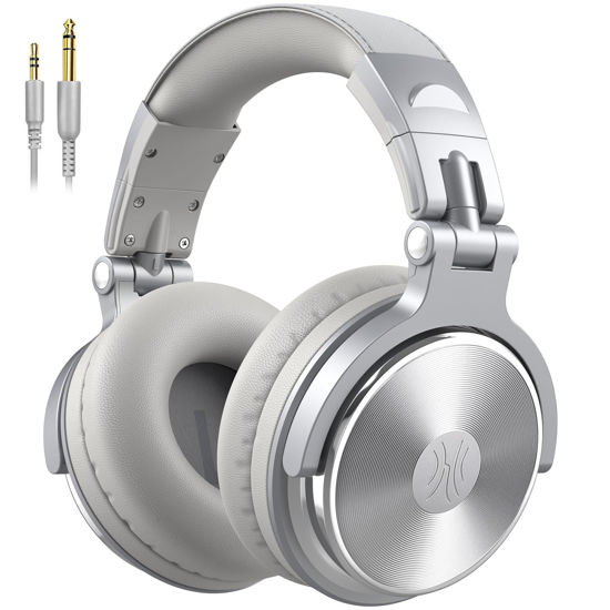 Picture of OneOdio Wired Over Ear Headphones Hi-Res Studio Monitor & Mixing DJ Stereo Headsets with 50mm Drivers and 1/4 to 3.5mm Jack for AMP Computer Recording Podcast Keyboard Guitar Laptop - Silver