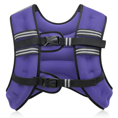 Picture of ZELUS Weighted Vest, 6lb/8lb/12lb/16lb/20lb/25lb/30lb Weight Vest with Reflective Stripe for Workout, Strength Training, Running, Fitness, Muscle Building, Weight Loss, Weightlifting, Violet(16 lb)