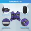Picture of ZELUS Weighted Vest, 6lb/8lb/12lb/16lb/20lb/25lb/30lb Weight Vest with Reflective Stripe for Workout, Strength Training, Running, Fitness, Muscle Building, Weight Loss, Weightlifting, Violet(16 lb)
