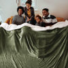 Picture of Bedsure Sherpa Fleece Cal King Blankets for Bed - Thick and Warm Oversized Blanket for Winter, Soft Fuzzy Plush Large Blanket for All Seasons, Olive Green, 112x98 Inches