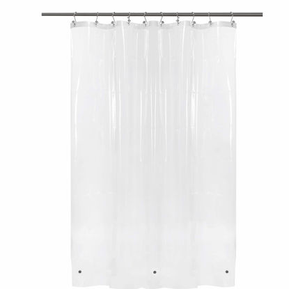 Picture of BAROSSA Design 54 inch Wide Stall Shower Curtain Liner with 3 Magnets - PEVA, Waterproof, PVC Free, Metal Grommets, Clear, 54x72