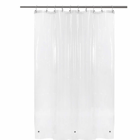 Picture of BAROSSA Design 54 inch Wide Stall Shower Curtain Liner with 3 Magnets - PEVA, Waterproof, PVC Free, Metal Grommets, Clear, 54x72
