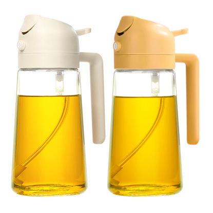 Picture of YARRAMATE 2Pcs Olive Oil Dispenser, 2 in 1 Oil Sprayer for Cooking, 16oz/470ml Glass Oil Spray Bottle, Food-grade Oil Dispenser and Oil Sprayer for Kitchen, Salad, Frying, BBQ (White & Orange)