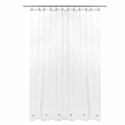 Picture of Barossa Design Extra Long Shower Curtain or Liner 72x80-6 Magnets on Bottom, PEVA, Waterproof, PVC Free, Metal Grommets - 72 x 80 Inches, Clear