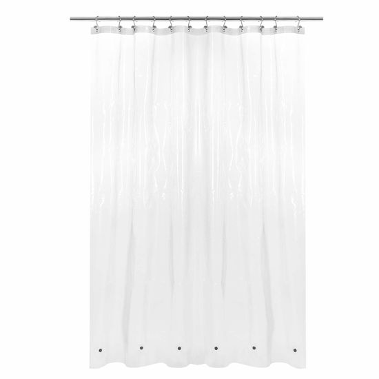 Picture of Barossa Design Extra Long Shower Curtain or Liner 72x80-6 Magnets on Bottom, PEVA, Waterproof, PVC Free, Metal Grommets - 72 x 80 Inches, Clear