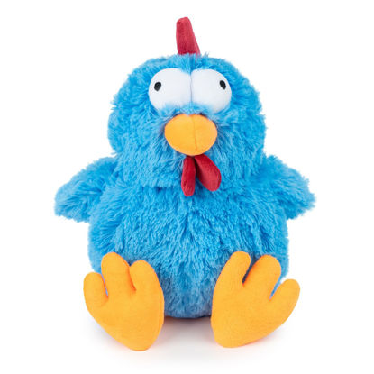 Picture of Best Pet Supplies Mrs. Cluck Interactive Squeaky Plush Toy for Small and Medium Breed Puppies or Dogs - Mrs. Cluck (Blue)