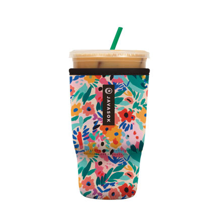 Picture of Sok It Java Sok Iced Coffee & Cold Soda Insulated Neoprene Cup Sleeve (Abstract Floral, Large: 30-32oz)