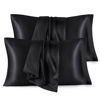 Picture of Bedsure Satin Pillowcase for Hair and Skin Queen - Black Silky Pillowcase 4 Pack 20x30 Inches with Envelope Closure, Similar to Silk Pillow Cases, Gifts for Women Men