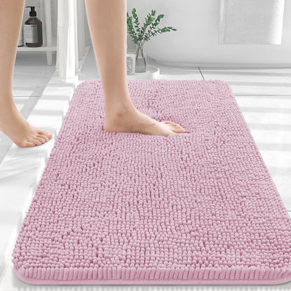 Picture of OLANLY Bathroom Rugs 36x24, Extra Soft Absorbent Chenille Bath Rugs, Rubber Backing Quick Dry, Machine Washable Bath Mats for Bathroom Floor, Tub and Shower, Home Decor Accessories, Dusty Rose