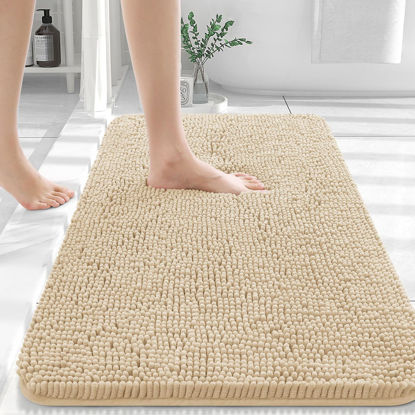Picture of OLANLY Bathroom Rugs 36x24, Extra Soft Absorbent Chenille Bath Rugs, Rubber Backing Quick Dry, Machine Washable Bath Mats for Bathroom Floor, Tub and Shower, Home Decor Accessories, Beige