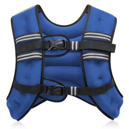 Picture of ZELUS Weighted Vest, 6lb/8lb/12lb/16lb/20lb/25lb/30lb Weight Vest with Reflective Stripe for Workout, Strength Training, Running, Fitness, Muscle Building, Weight Loss, Weightlifting, Blue(16 lb)