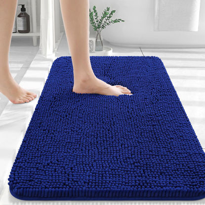 Picture of OLANLY Bathroom Rugs 30x20, Extra Soft Absorbent Chenille Bath Rugs, Rubber Backing Quick Dry, Machine Washable Bath Mats for Bathroom Floor, Tub and Shower, Home Decor Accessories, Royal Blue