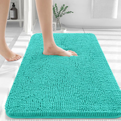 Picture of OLANLY Bathroom Rugs 30x20, Extra Soft Absorbent Chenille Bath Rugs, Rubber Backing Quick Dry, Machine Washable Bath Mats for Bathroom Floor, Tub and Shower, Home Decor Accessories, Teal