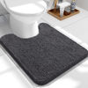Picture of OLANLY Toilet Rugs U-Shaped 24x20, Extra Soft Absorbent Chenille Contour Bathroom Rugs for Toilet, Dry Quickly, Machine Washable, Non-Slip Toilet Bath Mat, Dark Grey