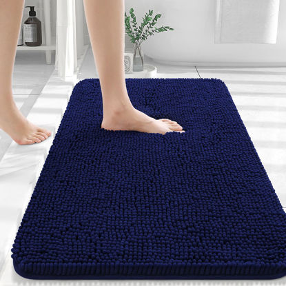 Picture of OLANLY Bathroom Rugs 30x20, Extra Soft Absorbent Chenille Bath Rugs, Rubber Backing Quick Dry, Machine Washable Bath Mats for Bathroom Floor, Tub and Shower, Home Decor Accessories, Navy