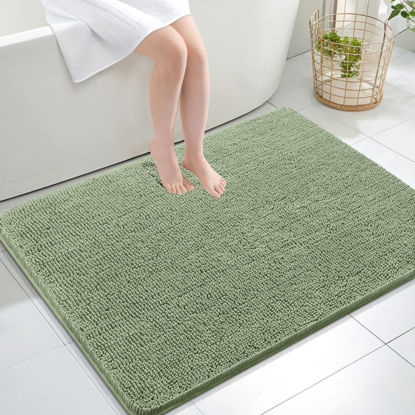 Picture of OLANLY Bathroom Rugs 40x32, Extra Soft Absorbent Chenille Bath Rugs, Rubber Backing Quick Dry, Machine Washable Bath Mats for Bathroom Floor, Tub and Shower, Home Decor Accessories, Sage Green