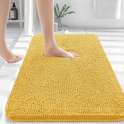 Picture of OLANLY Bathroom Rugs 30x20, Extra Soft Absorbent Chenille Bath Rugs, Rubber Backing Quick Dry, Machine Washable Bath Mats for Bathroom Floor, Tub and Shower, Home Decor Accessories, Yellow