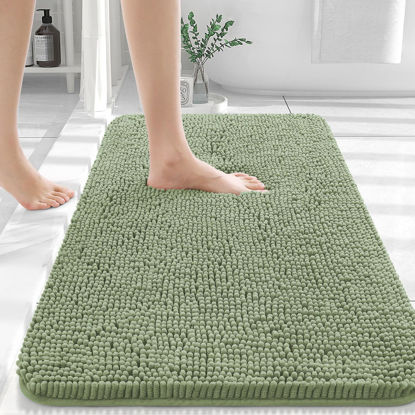 Picture of OLANLY Bathroom Rugs 30x20, Extra Soft Absorbent Chenille Bath Rugs, Rubber Backing Quick Dry, Machine Washable Bath Mats for Bathroom Floor, Tub and Shower, Home Decor Accessories, Sage Green