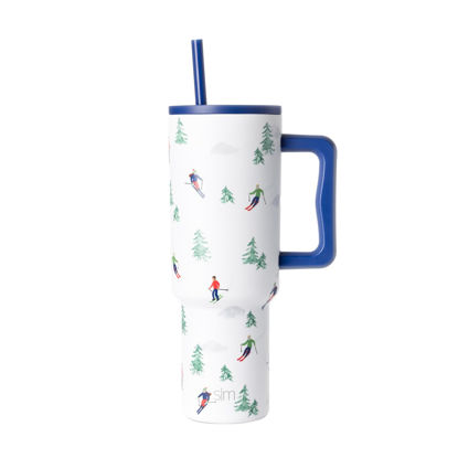Picture of Simple Modern 40 oz Tumbler with Handle and Straw Lid | Insulated Cup Reusable Stainless Steel Water Bottle Travel Mug Cupholder Friendly | Gifts for Women Men | Trek Collection | Downhill Skiing