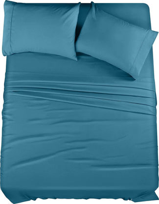 Picture of Utopia Bedding Full Bed Sheets Set - 4 Piece Bedding - Brushed Microfiber - Shrinkage and Fade Resistant - Easy Care (Full, Denim Blue)