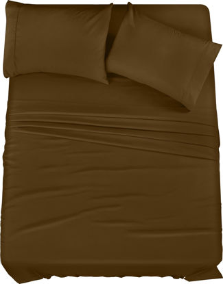 Picture of Utopia Bedding Queen Bed Sheets Set - 4 Piece Bedding - Brushed Microfiber - Shrinkage and Fade Resistant - Easy Care (Queen, Mocha)