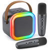 Picture of Karaoke Machine for Kids Adults, Portable Bluetooth Mini Karaoke Microphone Singing Speaker with 2 Wireless Mic and Light,Toys for All Smartphones,Birthday, Family,Home Party (Space Gray)