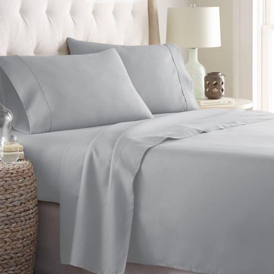 Picture of Danjor Linens Twin Sheets Set - Hotel Luxury Essential Bedding - 4 pc Soft Bedding & Pillowcases Set with Deep Pockets - Breathable Bed Sheets, Wrinkle Free - Light Grey Sheets