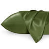 Picture of Bedsure Satin Pillowcase 2 Pack Similar to Silk Pillow Cases Standard Size, Pillow Case for Sleeping Women with Envelope Closure, Gifts for Women Men, Olive Green, 20x26 Inches