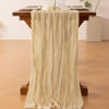 Picture of Socomi Fall Thanksgiving Table Runner Cheesecloth Table Runner Sand Champagne 120 inch 10FT Boho Rustic Gauze Table Runner for Wedding Party Baby Shower Fall Decor 6pcs