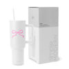 Picture of Simple Modern 40 oz Tumbler with Handle and Straw Lid | Insulated Reusable Stainless Steel Water Bottle Travel Mug Cupholder Friendly | Gift for Women Men | Trek Collection | Pink Bow