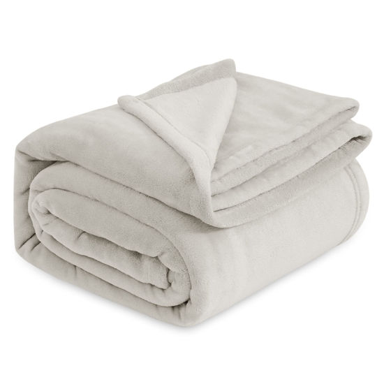 Picture of Bedsure Fleece Blanket California King Size Linen - Lightweight Plush Fuzzy Cozy Soft Bed Blanket, 102x96 inches