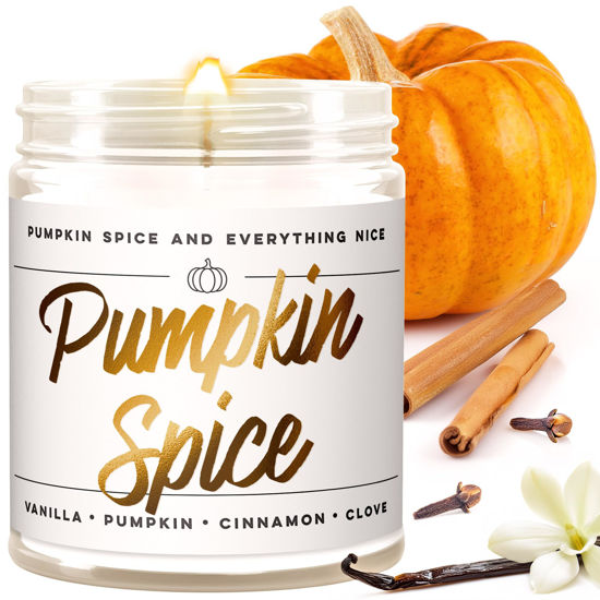 Picture of WAX & WIT Fall Candles, Pumpkin Spice Candles for Home, Autumn Candle, Pumpkin Candle, Fall Scented Candles for Home, Fall Home, Bathroom Decor, Autumn Decor, Hello Pumpkin, Hello Fall - 9oz