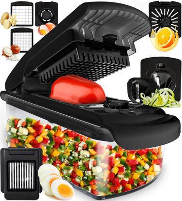 Picture of Fullstar Vegetable Chopper - Food Chopper - Onion Chopper - Vegetable Slicer & Spiralizer - Veggie Chopper with Container - Kitchen Gadgets - Home Essentials - Kitchen Accessories (8 in 1, Black)