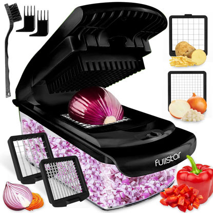 Picture of Fullstar Vegetable Chopper - Food Chopper - Onion Chopper - Vegetable Slicer & Spiralizer - Veggie Chopper with Container - Kitchen Gadgets - Home Essentials - Kitchen Accessories (2 in 1, Black)